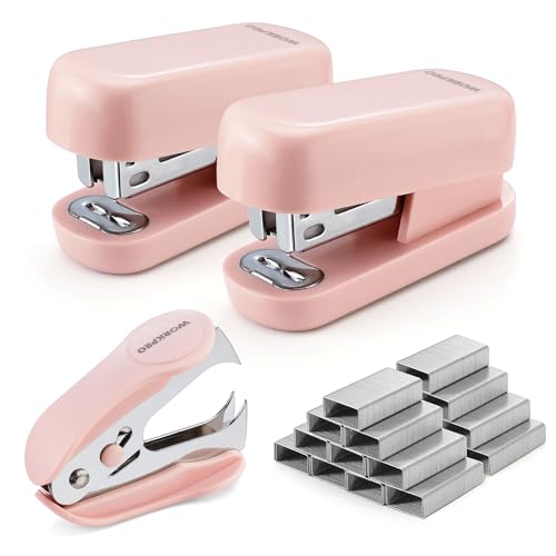 Classic WORKPRO Mini Stapler with Staples, Pink Stapler Set Includes Set