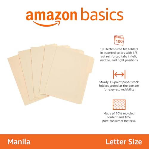 Minimalist Basics Sturdy File Folders with Reinforced Tabs for Filing and Set