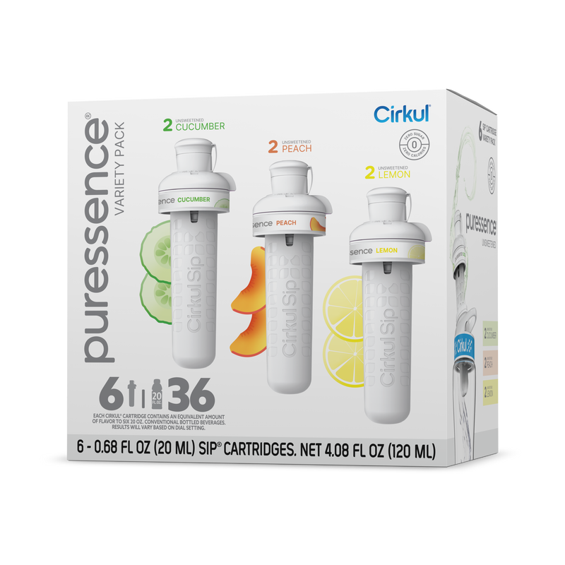 Zero-Calorie Puressence 6-Pack Variety Pack 3T3F - Sugar-Free Fruit Flavor Cartridge Refill - Default Title
