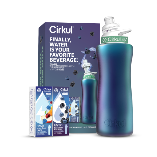 Fun Food Fidget 32oz. Chameleon Stainless Steel Bottle Starter Kit 95KR - Playful Star & Heart Shaped Geometric NeeDoh Detail