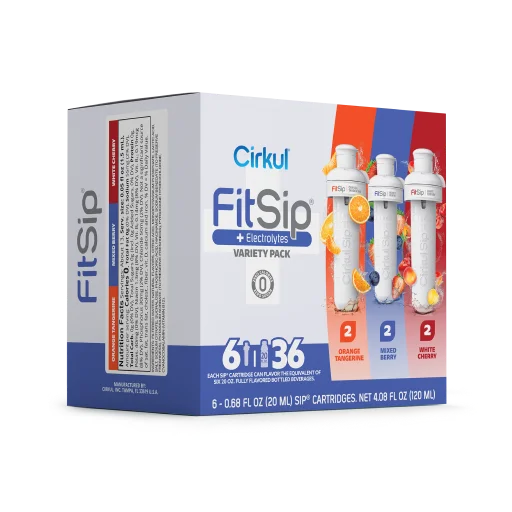 Zero-Calorie FitSip 6-Pack Variety Pack HE3H - Sugar-Free Fruit Flavor Cartridge Refill Detail