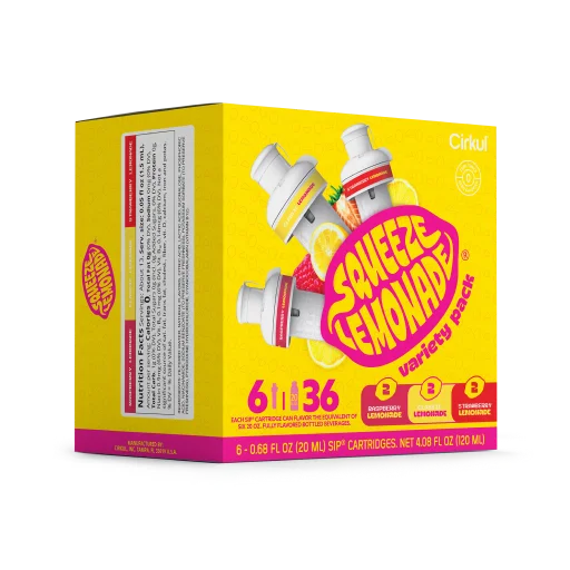Vitamin-Infused Squeeze Lemonade 6-Pack Variety Pack 3TLS - Sugar-Free Fruit Flavor Cartridge Refill Detail